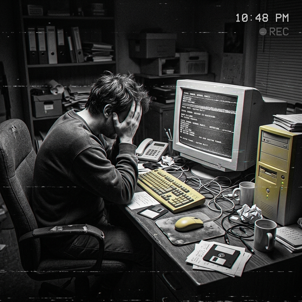 Frustrated user at terminal